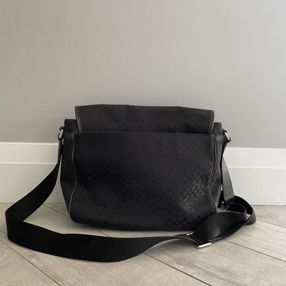 Coach Saddle Unisex Signature Messenger Black Canvas Shoulder Bag - Picture 2 of 3